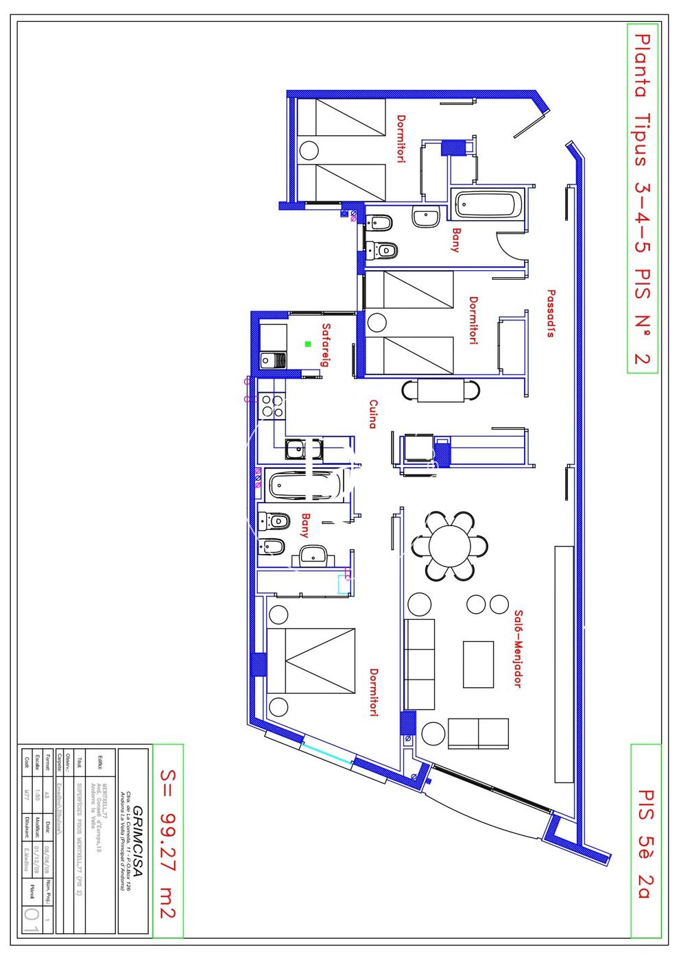 Pis de lloguer a Andorra la Vella, 3 habitacions, 99 metres